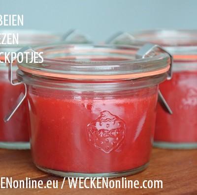 Aardbeien invriezen in weckpotjes