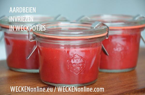 Aardbeien invriezen in weckpotjes