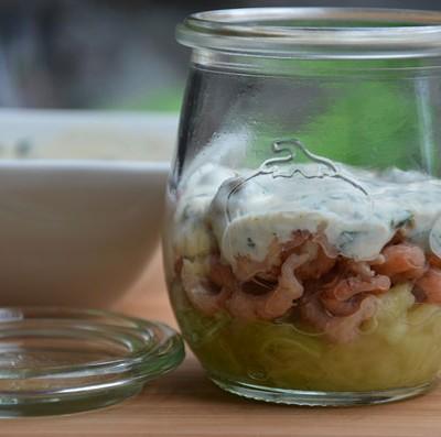 Garnaaltjes met aubergine