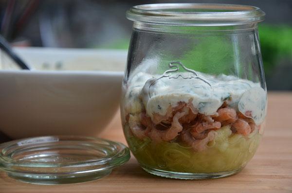 Garnaaltjes met aubergine