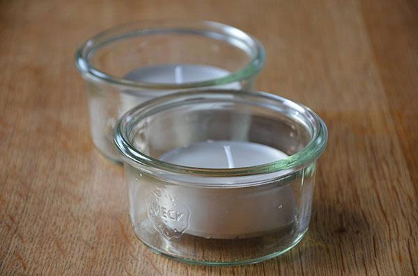 Theelichtjes in weckpotten