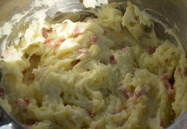 Puree met ui en spekjes