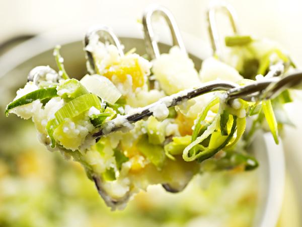 Stamppot met prei en geitenkaas