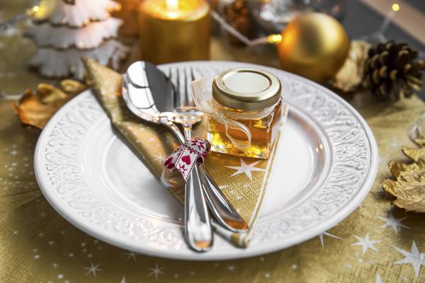 Honing in een Kilner jampotje voor het kerstdiner