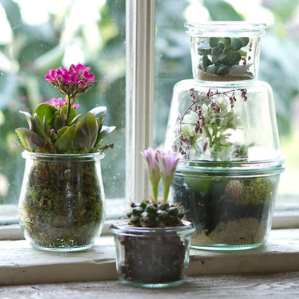 weckpotjes als bloempotten