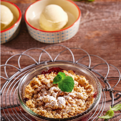 Pruimencrumble in weckpotje